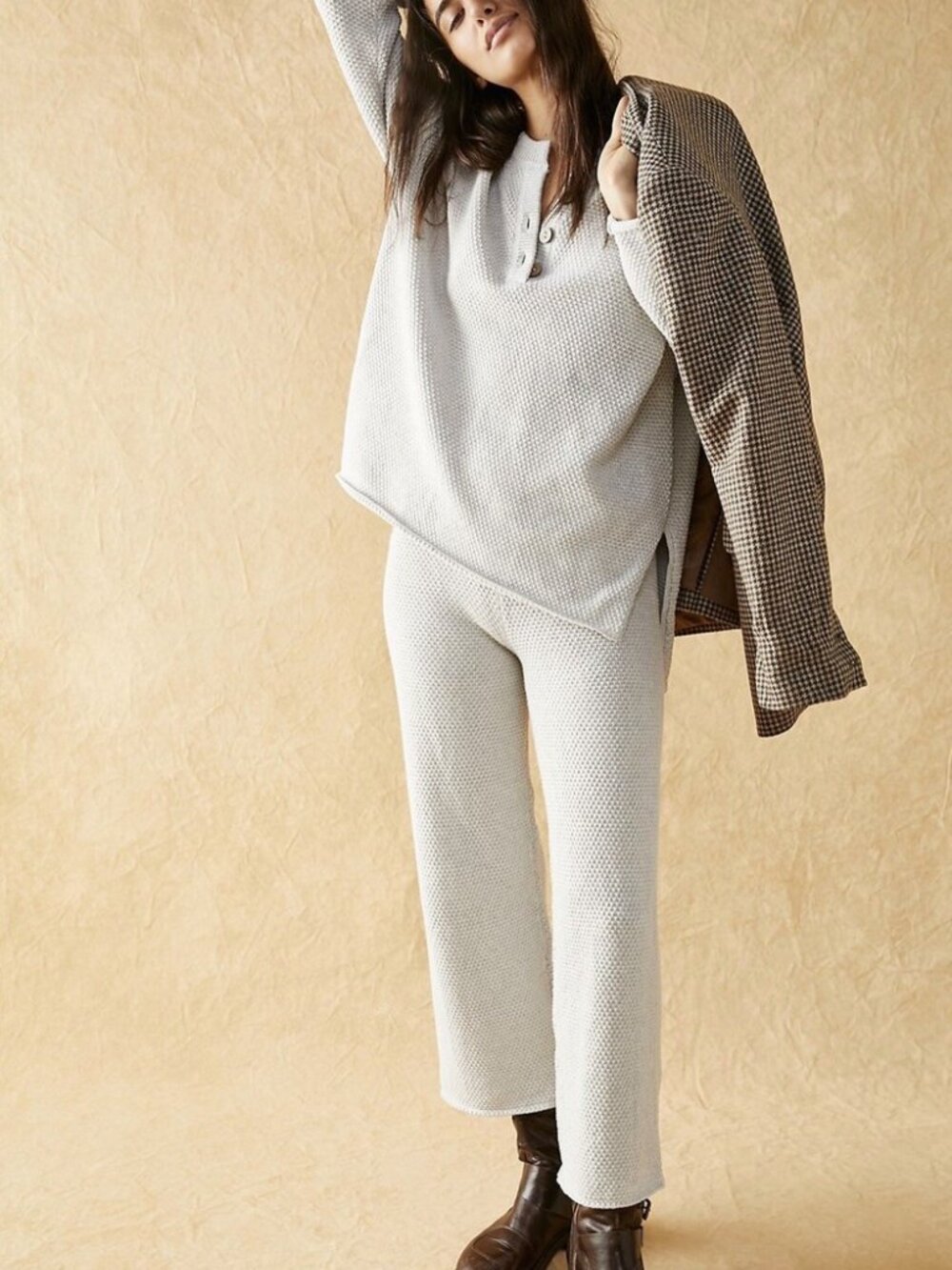 Free People Beige/Taupe Hailee Sweater Beach Set